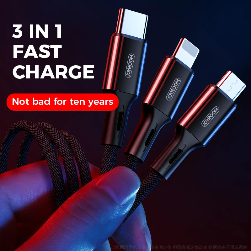 Joyroom USB кабель для передачи данных iPhone Samsung Xiaomi Быстрая зарядка 3 в 1 микро 2 Android Тип