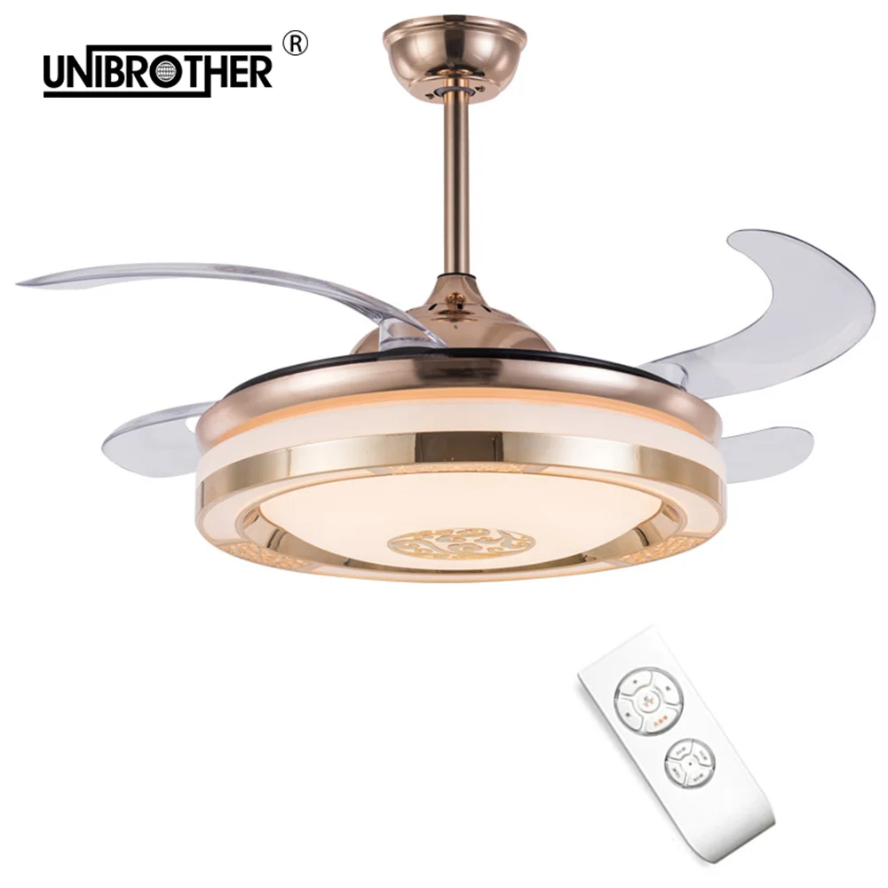 

Invisible led ceiling fan light smat support Mobile phone APP Inverter dining bedroom with remote control dimming chandelier