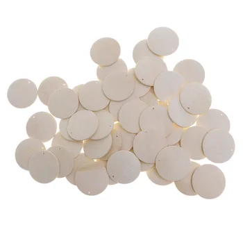

50pcs Mix Round Shape Natural Wooden Ornament For Scrapbooking DIY Wood Carfts One Hole Handmade Accessory Home Decoration