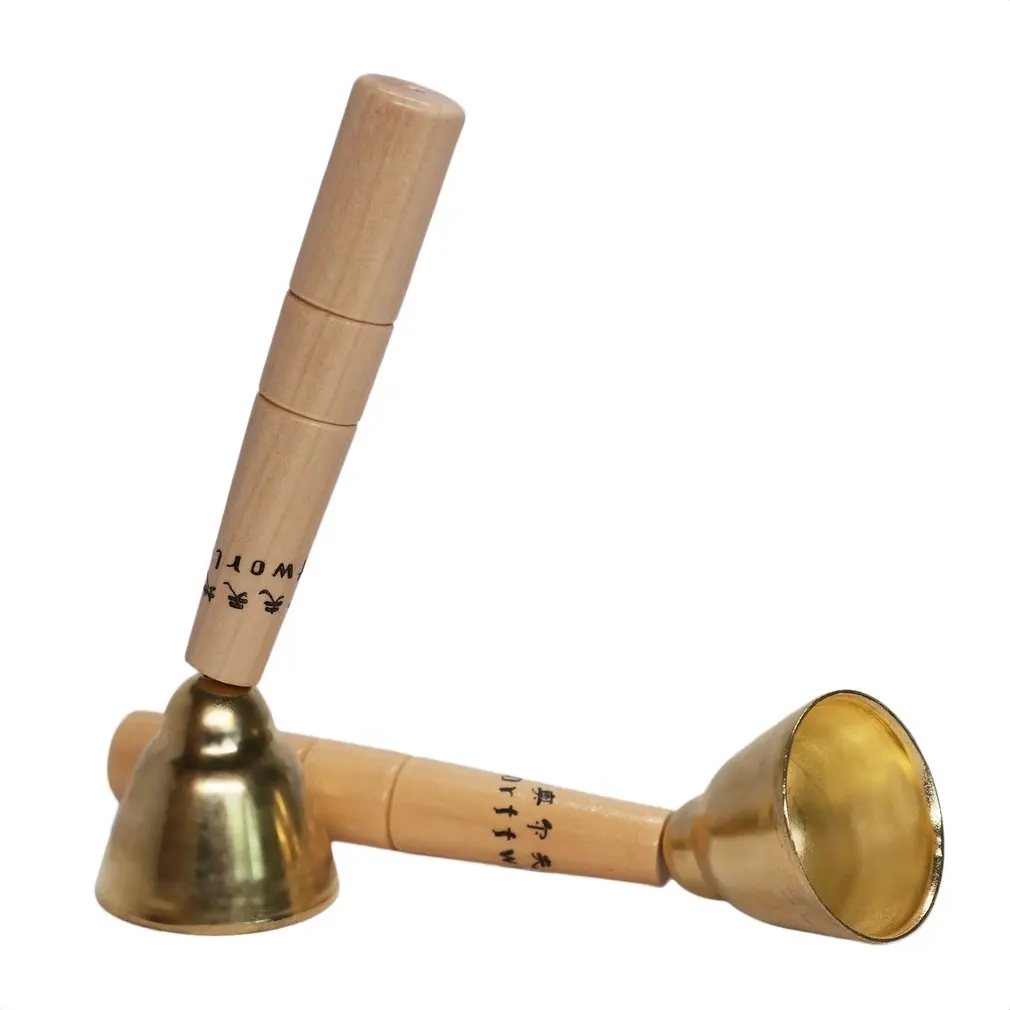 

Child Hand Bell Orff World Wooden Touch Bell Wooden Handle Copper Musical Toy Kids Thumped Musical Instrument