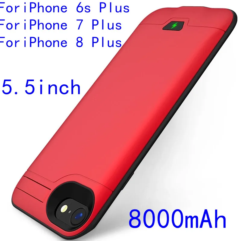 5.5-Red 8000/5000 мАч тонкий ударопрочный аккумулятор зарядное устройство чехол для iPhone 6 6S 7 8 Plus внешний аккумулятор зарядное устройство крышка Поддержка аудио Капа - Цвет: 5.5-Red