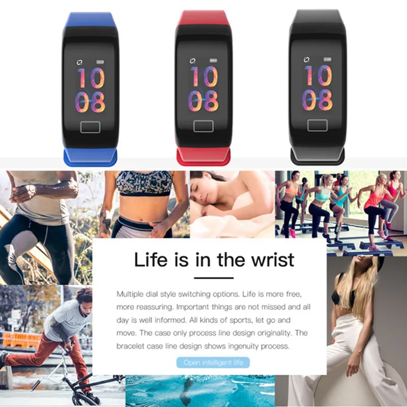 IP65 фитнес-трекер Браслет монитор сердечного ритма умный Браслет Smartbracelet кровяное давление с шагомером браслет