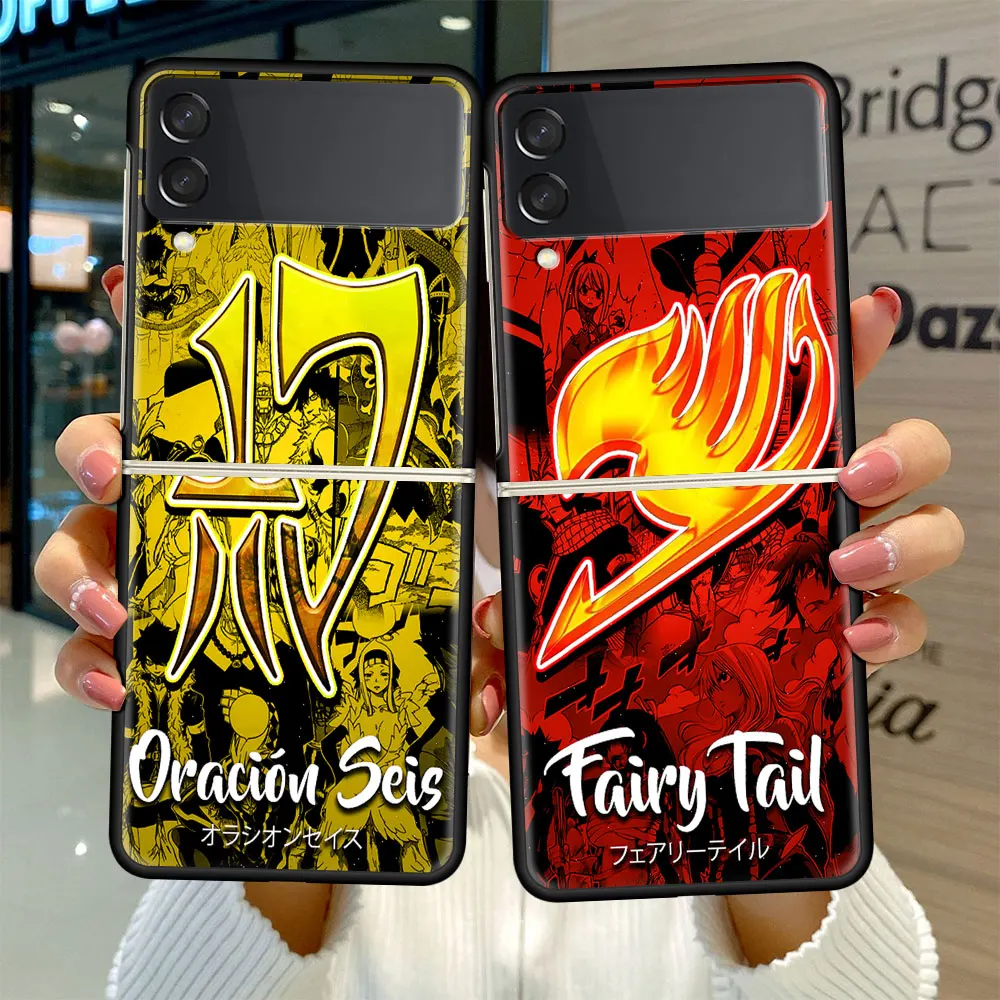 Anime Logo Fairy Tail Case for Samsung Galaxy Z Flip Flip3 5G Black Hard Plastic Phone Coque 6.7 Inches Split Folding Covers | Мобильные