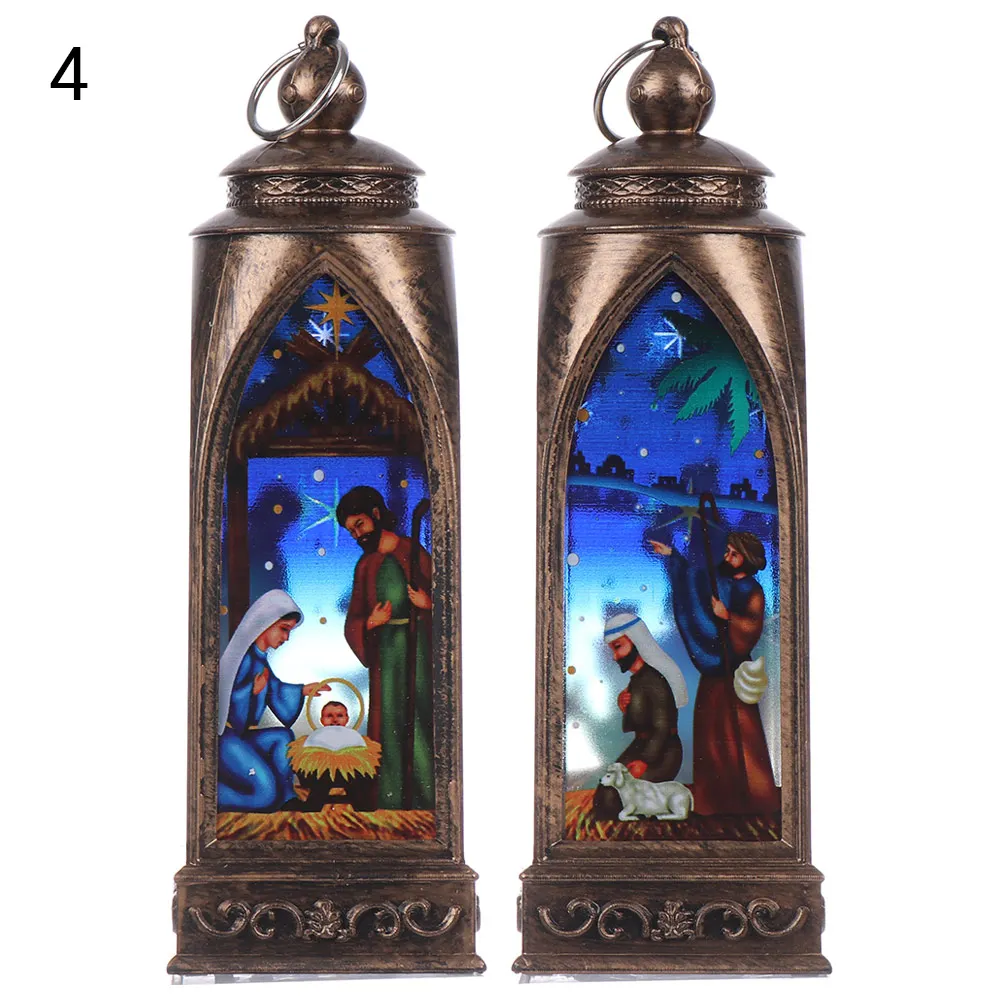 D 1PC Multicolor Plastic Wire Hanging Lantern Decoration LED Candlestick Light Lamp Ornamernt Santa Claus Home Decor DIY Crafts - Цвет: D