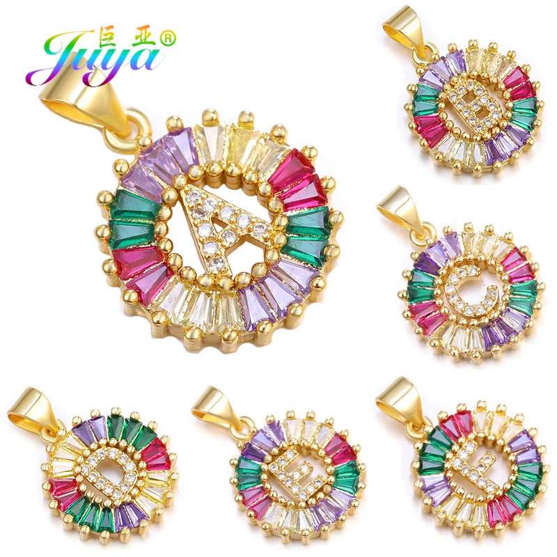 Juya DIY Разноцветные кристаллы 26 Алфавит A-Z начальные золотые подвески с буквами для женщин и мужчин именной браслет ожерелье Изготовление ювелирных изделий