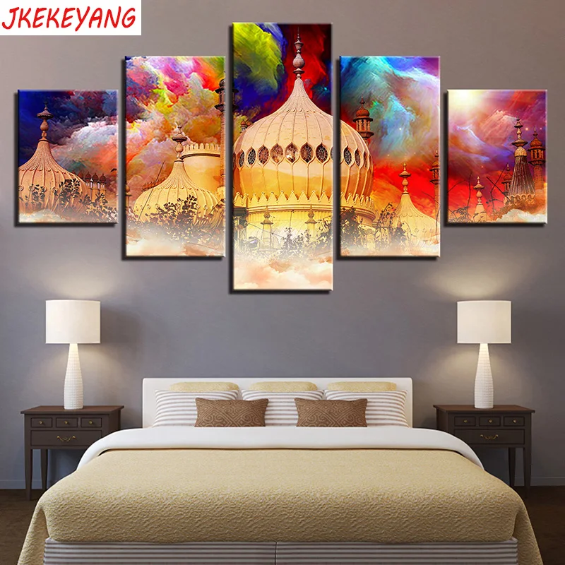 Full Square/Round Drill 5D DIY diamond painting 5pc Islamic Holy Land Pictures mosaic Diamond Embroidery Wall Arts J2123 | Дом и сад