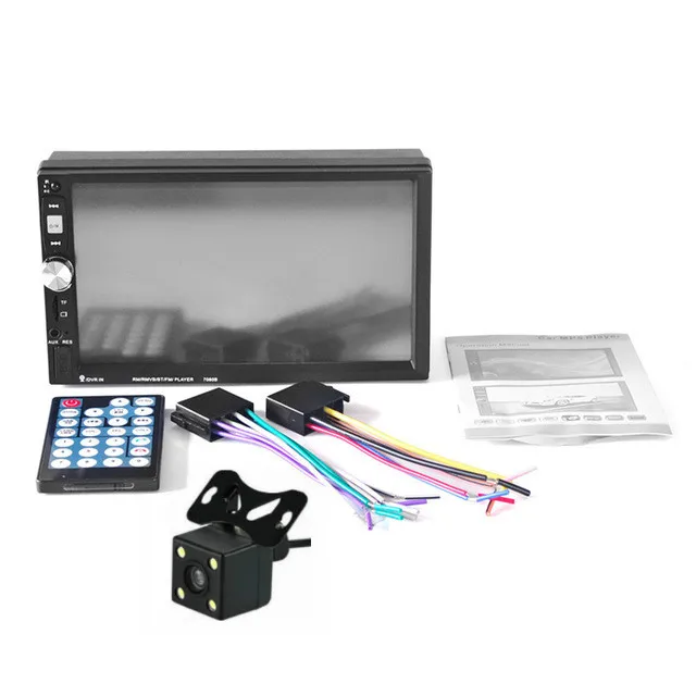 Автомагнитола 2din авто 7 дюймов Сенсорный экран Авто Аудио 12v плеер стерео Bluetooth/Usb/Sd/Mp5 заднего вида Камера 7080b - Цвет: with 4led camera