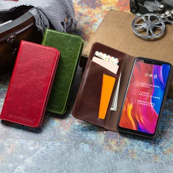 

2020 New Xiaomi 8 Mobile Phone Crazy Horse Leather Case with Card Holder Retro Flip Protective Cover