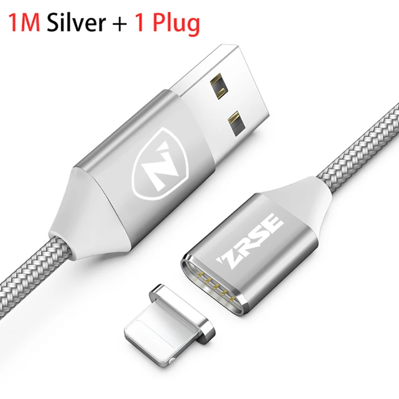 ZRSE Магнитный кабель для iPhone USB Магнитный кабель для зарядки данных Магнитный кабель для зарядки для iPhone 5S 6 6s 7 8 Plus 11 X XS XR - Цвет: Silver for Apple