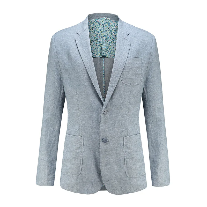 Sky blue Shenrun, мужские блейзеры, льняные, формальные, деловые, повседневные блейзеры, полуподкладка, новая мода, приталенный пиджак, серый, темно-синий, черный, бежевый - Цвет: Sky blue