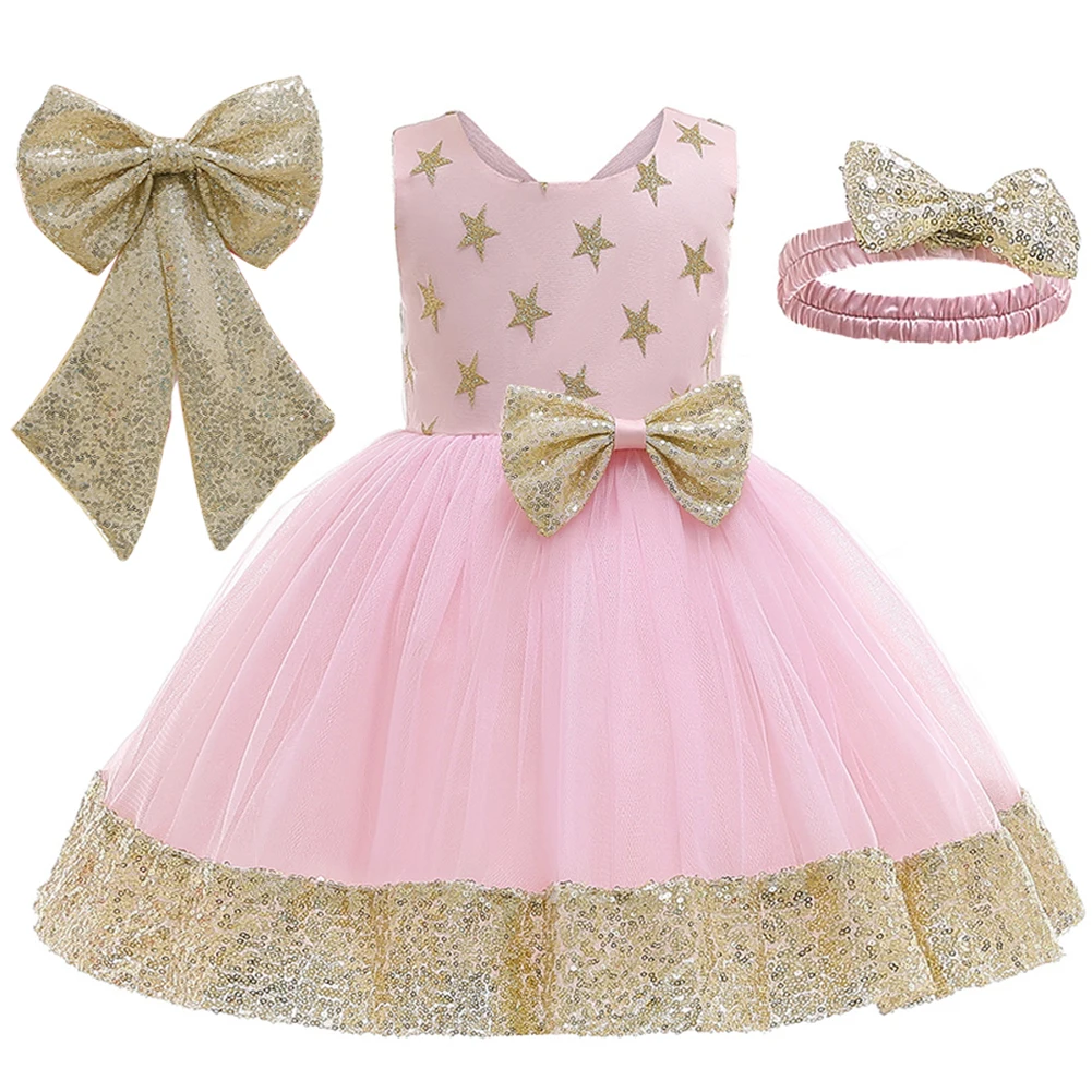 Baby Girl Dress 1 Year Birthday Party Tutu Princess Kids Dresses For Girls Bowknot Wedding Gown Children Clothing vestidos | Детская