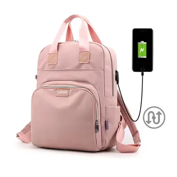 

Fashion USB Charging Ladies Backpacks Large Capacity Multi-pocket Women Backpack High Quality Solid Waterproof Women Backpacks