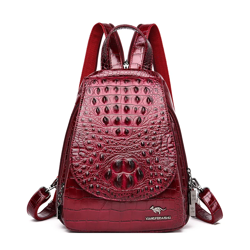 Зимний стиль 3 в 1 Аллигатор рюкзак Противоугонная женская сумка Высокое качество кожа роскошный путешествия рюкзак Грудь сумка Mochilas