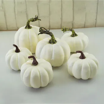 

12pcs/set Artificial Pumpkins Halloween White Artificial Pumpkins Harvest Fall Harvest Thanksgiving Home Decor Supplies #LR1