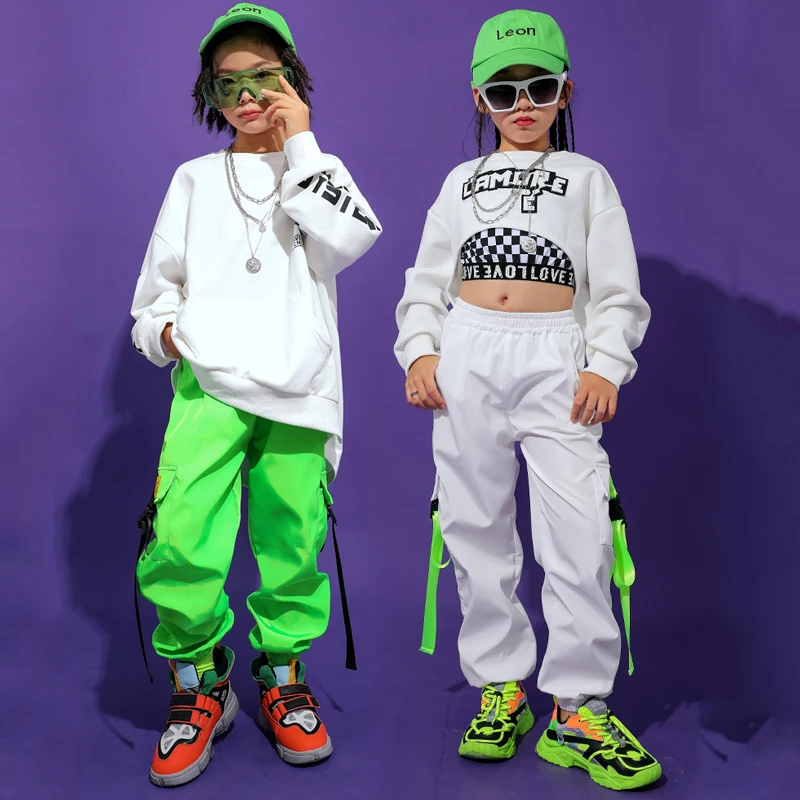 Уличный танцевальный костюм в стиле хип-хоп; современный свободный костюм для детей; брюки в стиле хип-хоп; одежда для выступлений в джазовом стиле; осенняя одежда для мальчиков и девочек