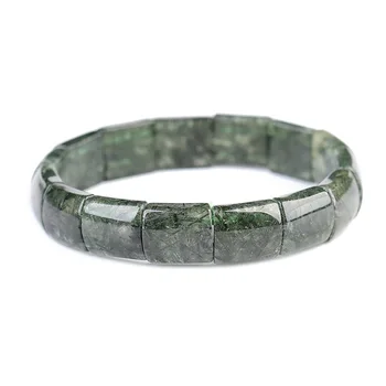

Wholesale Dark Green Hair Natural Crystal Hand Row Stone Bracelets Energy For Women Men Gift Present Simple Crystal Jewelry