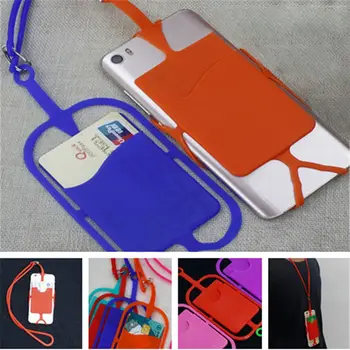 

1pc Solid Color Universal Silicone Cell Phone Holder Lanyard Badge Holder Hang Rope for ID Card Phone Case Cover Neck Strap