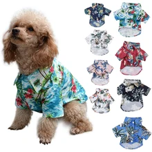 Гавайская футболка для собак, летняя футболка, щенок, пляж, кокосовое дерево, принт, жилет, наряд, пляжная одежда, собачий Топ, Цветочные Футб...