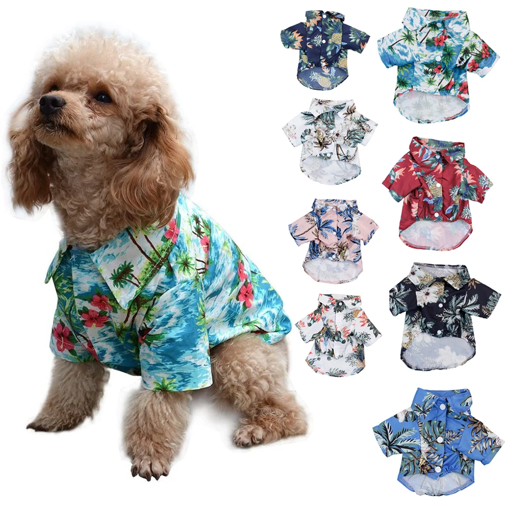 Camisetas hawaianas para perros, camiseta de verano cachorros, chaleco estampado Floral, ropa de playa|Camisetas de perro| - AliExpress