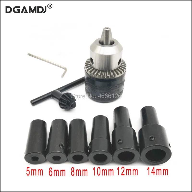 

1 set of B10 B12 B16 drill chuck+motor shaft connecting rod adapter shaft 5mm 6mm 7mm 8mm 10mm 11mm 12mm 14mm connecting sleeve