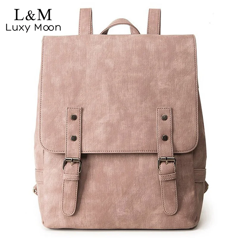 

lady Backpack Large School Bags For Teenage Girls Shoulder Bag Vintage PU Leather Backpacks Black Casual Solid Rucksack XA83H