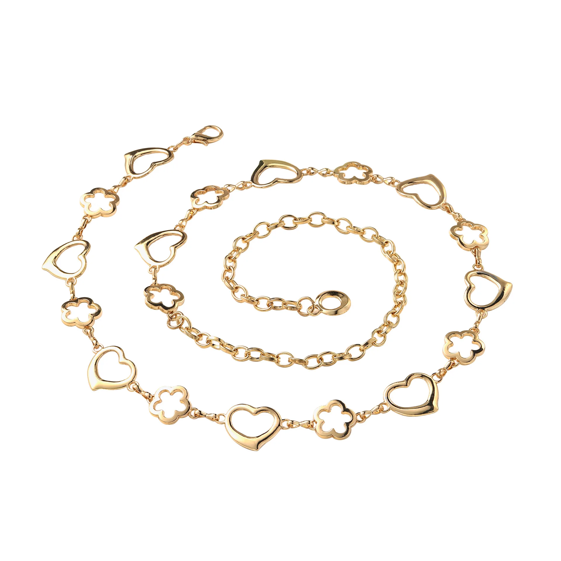 

Women Fashion Circle Metal Chain Belt Gold Silver Heart Fringes Ring Waist Chain Clothes Belts Lady Dress Accessories