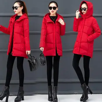 

Cotton Women 19 New Korean Version Of The Large Size Long Cotton Coat Fashion Hooded Cotton Clothing Women's Jacket Down Jacket