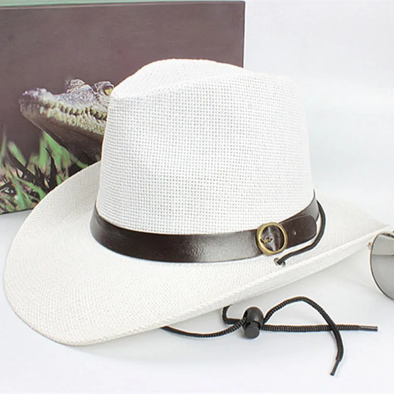 Unisex Women Cap Men Cowboy Trilby Hat Wide Brim Straw One Size Cap Hat