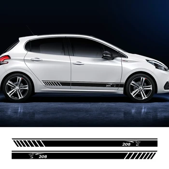

For Peugeot 308 208 206 307cc 3008 2008 Car Styling Body Sticker Door Skirt Stripe Decal Sport Racing Auto Vinyl Car Accessories