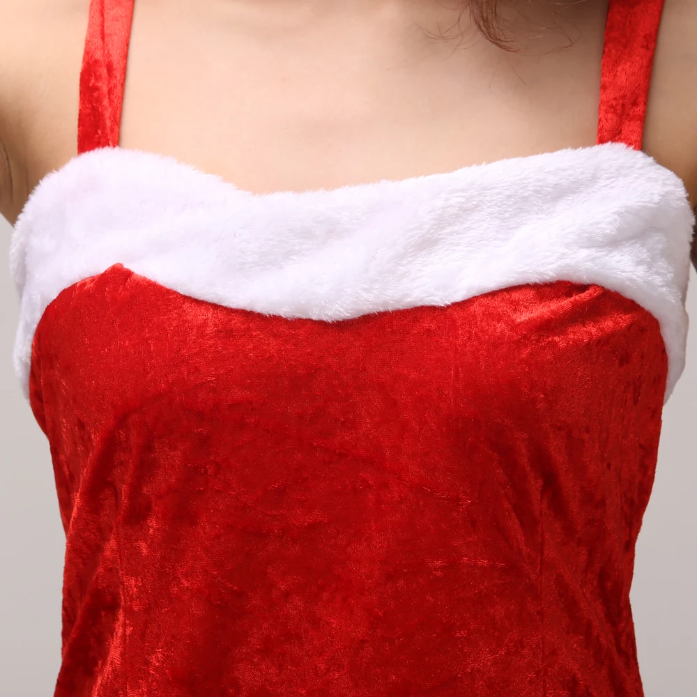 Для взрослых женщин Костюмы Санта-Клауса костюм; платье и накидка плюшевые отец модную одежду Косплэй реквизит, шляпа, комплект одежды на Рождество