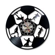 Виниловые CD пластинка настенные часы современный дизайн креативный футбольный мяч часы для мальчиков комната черные настенные часы кварцевые домашний декор 12 дюймов