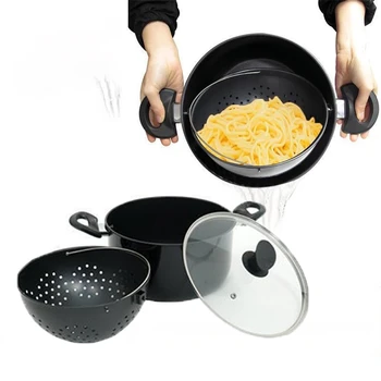 

World's Greatest Cooking Drain Pots As Seen on TV Strainer Basket Always Stays Upright Kitchen Cookware Non-stick Drain Basket