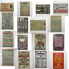 [Luckyaboy] Kitchen Bathroom Toilet Bar Man Cave rules Life Mom Cave Vintage Metal Retro Tin Sign Bar Cafe Garage Home Decor
