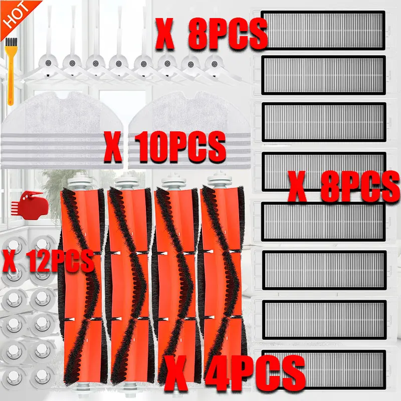 

for Xiaomi Roborock Robot S50 S5 Vacuum Cleaner Spare Parts Kits Mop Cloths Wet Mopping filter Side Brush Roll Brush Water Tank