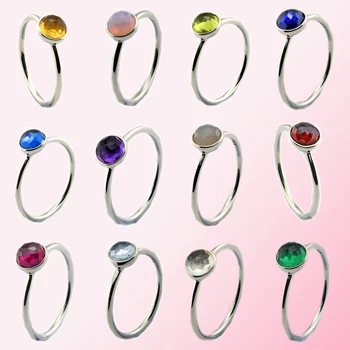 

2019 100% 925 Sterling Silver Classic Twelve Months Color Stone Women's Charm DIY Couple Ring Free Shipping Wholesale