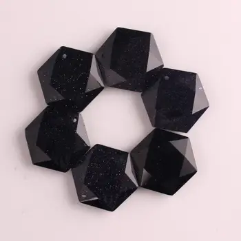 

6PCS Black Obsidian Six Stars Lucky Amulet Natural Stone Pendant Necklace for Women Men Blue Sandstone Crystal Pendulum Jewelry