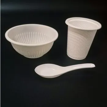 

2020 starch disposable bowl chopsticks thickened white corn tableware home barbecue environmental protection