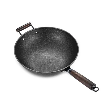 

Nonstick Frying Pan Metal Fry Pan with Wooden Handle Kitchen Utensil Cookware HFing