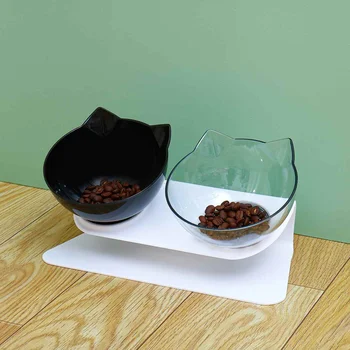 

Double Cat Bowl Dog Bowl With Non-slip Stand 15 degrees Slope Angle For Pet Feeding Cats Water Bowl large quantity Low price