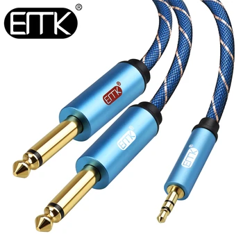 

EMK 3.5mm to 2 6.35mm Audio Cable Stereo Aux 3.5 Male to Male 6.35 6.3 6.5 Mono Y Splitter Audio Cord 5m for Phone to Mixer