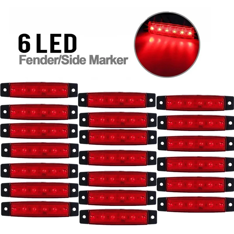 20 шт 6led Габаритные огни 12 v светодиодные лампы для парковки просвет красный свет