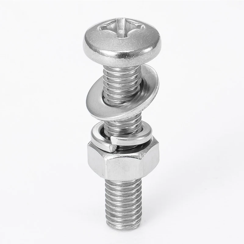 3/4/5/6mm Phillips Cross Recessed Pan Head Screws M3 M4 M5 M6 X 8 10 12 14 16 20 25 30mm Round Head Bolts with Nuts and Washers