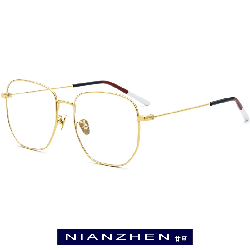 Титановые очки, оправа для мужчин и женщин, большие квадратные очки в оправе при близорукости, оптические очки для глаз, очки для мужчин 1200 - Цвет оправы: Золотой