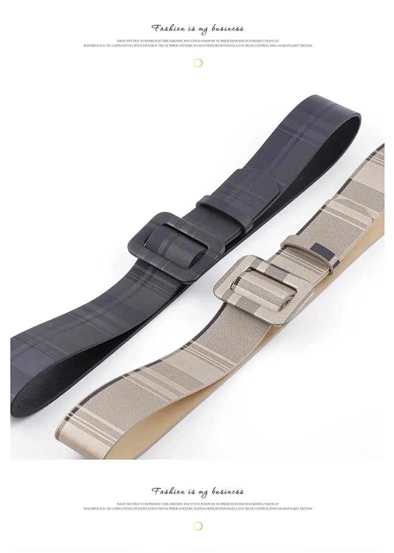 ZLY 2021 New Arrival Fashion Belt Women Men Unisex Plaid PC Rectangle Buckle Quality Colorful Casual Trend Luxury Brand Designer leather belt price