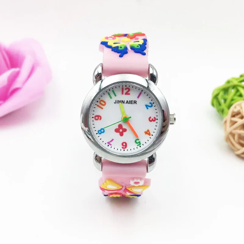 Модные детские часы 3D животные бабочка желе силиконовые детские часы Prerry девушка Мультяшные наручные часы студенческие женские часы подарки