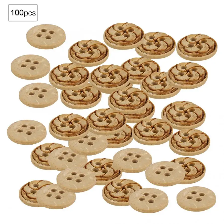 button 100PCS Round Coconut Buttons Cartoon DIY Sewing Crafts Buttons Clothing Accessories buttons for clothes