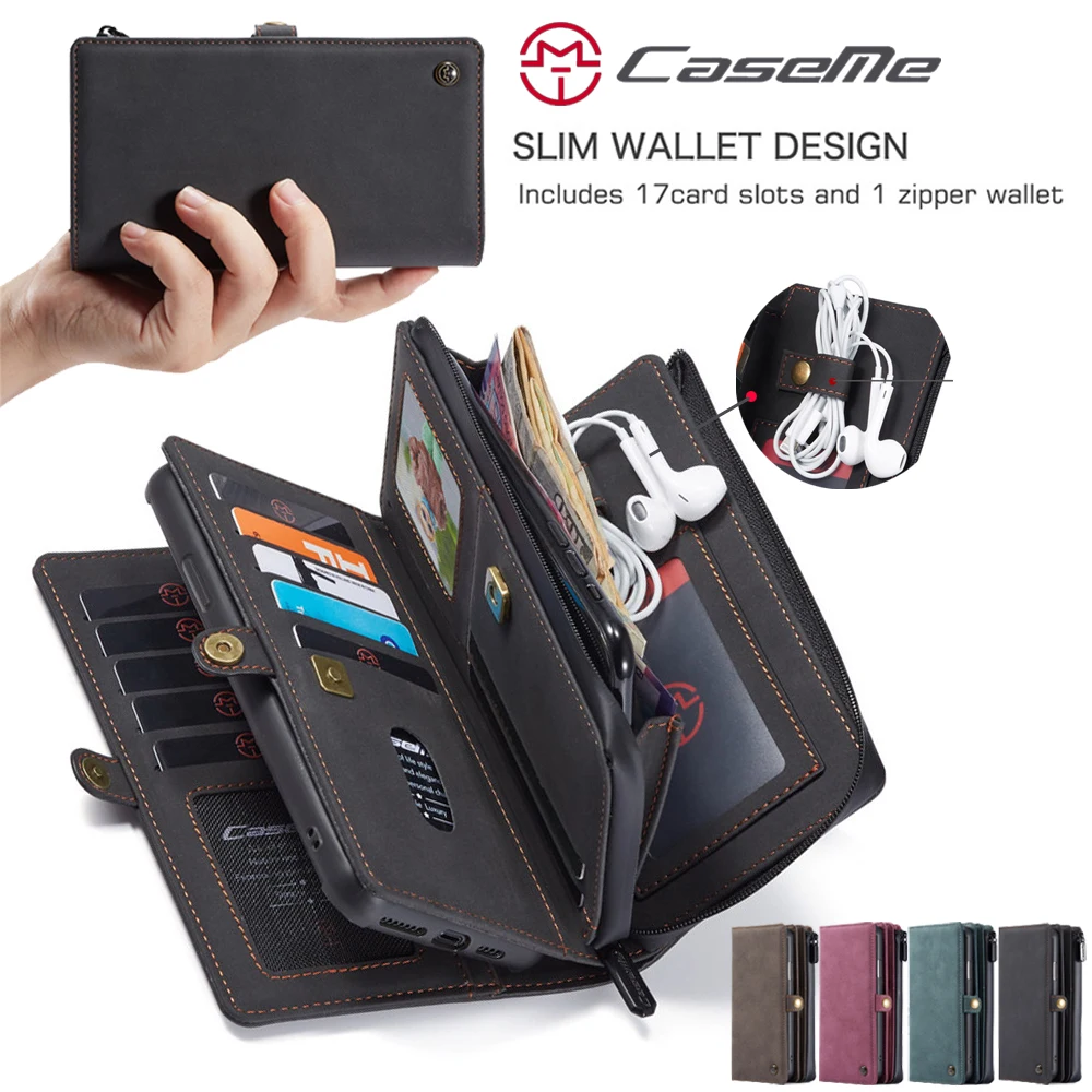 

Leather Flip Case For Apple iPhone 11 Pro Max 11 Multi-functional Removable Magnetic Shockproof Wallet Card Slots Phone Cover