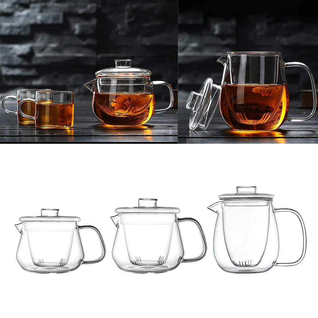 Small 300/450/550ml Glass Teapot Kettle Tea Maker with Removable Infuser