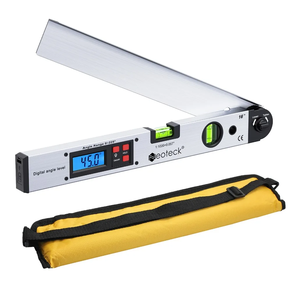 0~225° LCD Digital Protractor Inclinometer Angle Meter Spirit Level Finder TR 