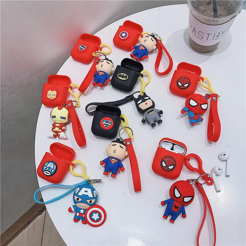 

For AirPod 1 2 Case 3D Batman Captain America Superman Ironman Spiderman Soft Silicone For Apple Airpods Cases Cute Cover Funda